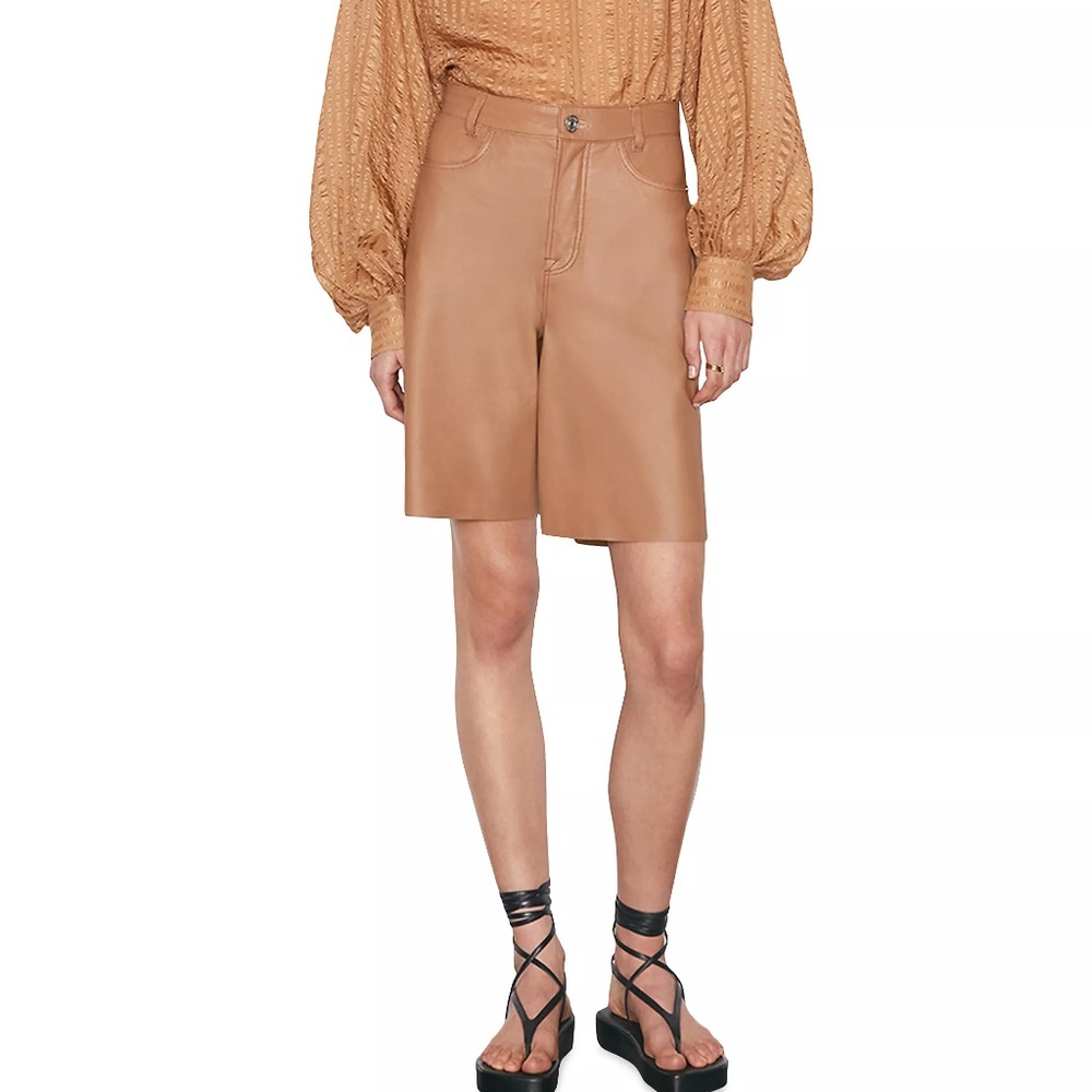 Frame Leather Bermuda Shorts in Latte size 26-85% OFF